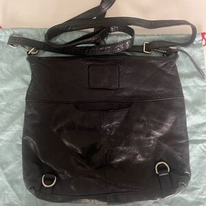Black leather HOBO convertible bag